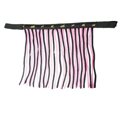 Imagen de Franjas antimoscas para Caballos, máscara con Flecos y Cierre, Gorro Shetty, Pony, COB, Sangre Caliente, KB (COB), Negro Rosa.