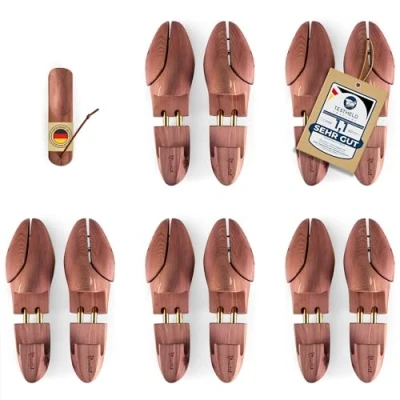 Imagen de Blumtal GANADOR DEL TEST Hormas para Zapatos Hombre y Mujer Horma Extensible Deluxe de madera cedro con calzador, Diseño Ergonómico 1, 2 o 5 Pares