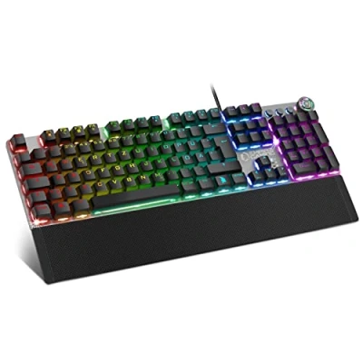 Imagen de EMPIRE Gaming Stardust Tastatur Opto Mechanische Tasten RGB LED Hintergrundbeleuchtung Gamer Programmier Software Abnehmbare Handauflage (QWERTZ, Deutsche)