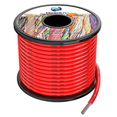 Imagen de 3.3mm² Cable Alambres eléctrico de silicona 12awg rojo 10 metros cobre estañado trenzado sin oxígeno Resistencia a altas temperaturas