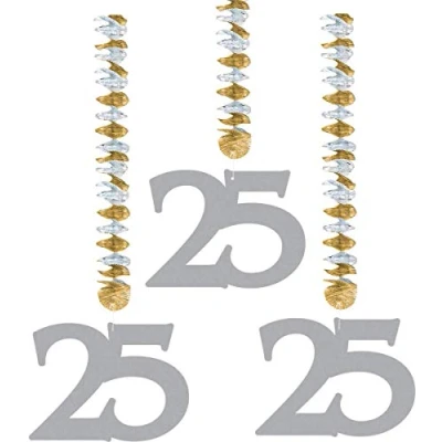 Imagen de Folat B.V 25 Perchas de Cumpleaños/Aniversario Plata, Color (7449)