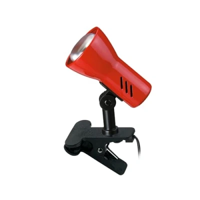 Imagen de Briloner lámpara de mesita noche, escritorio, mesa, lectura, abrazadera libro, giratoria, interruptor cable, color rojo, 10,8 cm, rojo