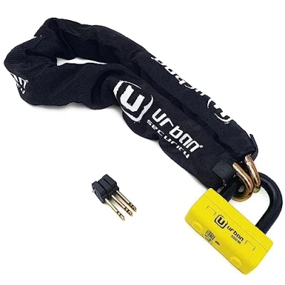 Imagen de URBAN UR74100 Cadena Candado Antirrobo Pesado ø13mm + Mini U, Alta Seguridad Homologada SRA, 100cm Completamente Testada +Visible, Antirobo Multifunción para Disco Freno, Anclaje, Motocicleta, Parking