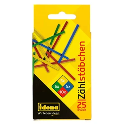 Imagen de Idena 20101 Palitos de madera para contar, paquete 25, colores surtidos, 75 mm