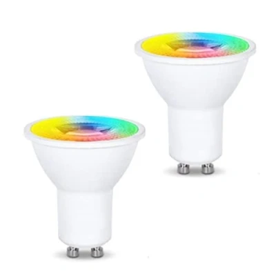 Imagen de Jandei Bombilla LED Inteligente GU10, 6W, control WIFI, Regulable RGB + CCT, compatible con Tuya Smart App, Smartlife, Amazon Alexa y Google Home, consumo reducido (2 UNIDADES)