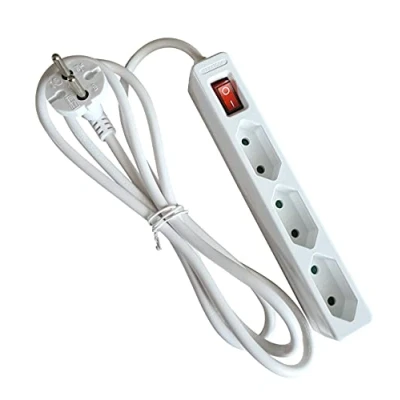 Imagen de as Schwabe Euro 3 Regleta de enchufes con interruptor, enchufe múltiple cable 1.4 m, toma corriente 230V/2.5A protección contacto aumentada, color blanco