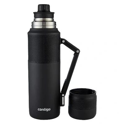 Imagen de Contigo Thermal Bottle Termico Café, Taza de Viaje en Acero Inoxidable, Vaso Termo antigoteo, Copa con Tapa fácil Limpiar sin BPA, 1200 ml, Unisex, Negro, ml