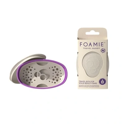 Imagen de Foamie Caja de viaje sostenible beige y morado Travel Buddy Jabonera o para el baño ecológica su champu solidos Vegano x1