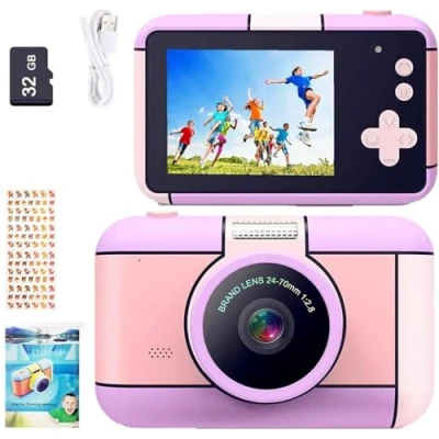Imagen de YunLone Cámara Fotos Infantil, 24MP Selfies para niños de 3 a 10 años, 2,4&quot; Infantile Vídeo 1080P con Tarjeta 32G, Zoom 4X, Filtros, Camera Regalo 4 5 6 7 8 9 años