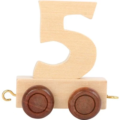Imagen de Small Foot Trenino con Il 5 Inches in Legno, 10557 Tren numérico 5&quot; de Madera Natural Cuatro Ruedas pequeñas y Posibilidad conexión Otros números, Color por Supuesto,