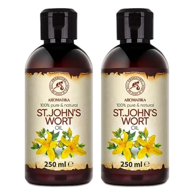 Imagen de Hierba de San Juan 2x250ml Hypericum Perforatum 100% Puro Aceite Hipérico para Cuidado Cuerpo Cabello Piel Masaje
