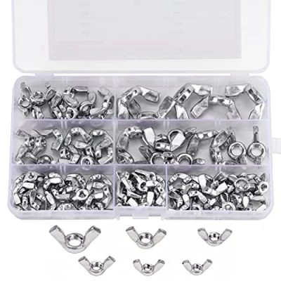Imagen de Belle Vous Kit Tuercas Inoxidable Mariposa Set Variado (100 Piezas) Métricas Tamaños M3, M4, M5, M6, M8 y M10 Tuerca Acero 304 Plateadas para Bricolaje