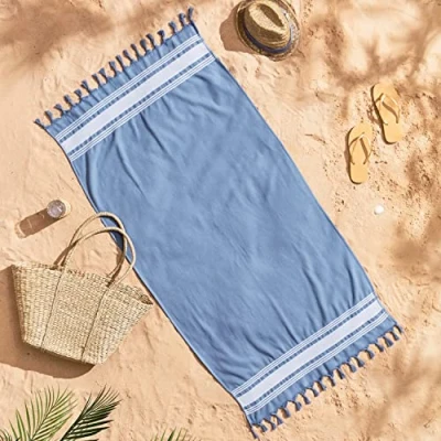 Imagen de Catherine Lansfield Hammam Toalla de Playa algodón, 76 x 160 cm, Color Azul