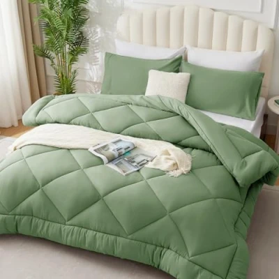 Imagen de WAVVE Edredón Relleno Nórdico para Cama 80, de Fibra 300gr/m², Ligero, Suave, Transpirable (135x200 cm, Verde Salvia)