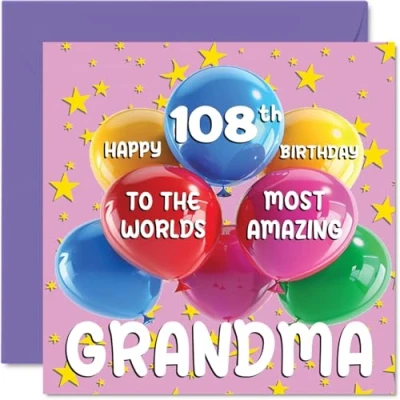 Imagen de Stuff4 tarjeta de cumpleaños número 108 para abuela, la abuela más increíble del mundo, feliz parte nieta y nieto, 145 mm x mm, tarjetas