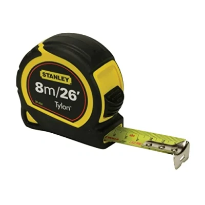 Imagen de STANLEY Flexómetro Tylon de 8 mx25mm, Cinta Métrica, Acero Resistente, Revestimiento Duradero (aumenta en 50% durabilidad), Diseño Compacto Ergonómico, 0 30 656