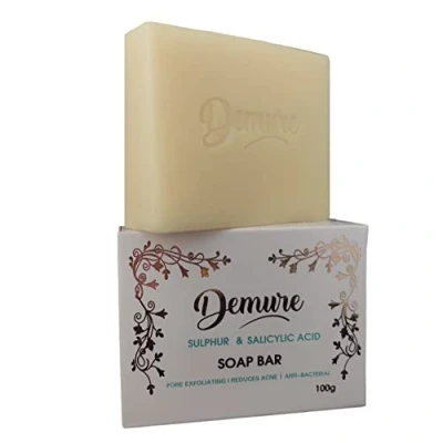 Imagen de Demure Jabón Exfoliante de Azufre y Ácido Salicílico, Poros, Reduce el Acné, Calmante e Hidratante, con Efecto Antiinflamatorio