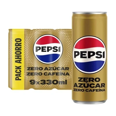 Imagen de Pepsi zero sin cafeína Refresco de cola con cero azúcar y calorías, pack 9 latas 330 ml, 2.97 litros en total