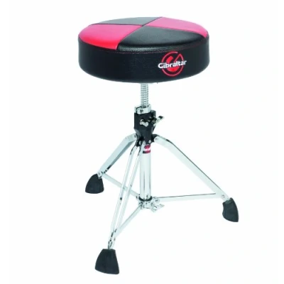 Imagen de Gibraltar Taburete de Tambor, Tambor Serie 9000 Quad Round Top, 9608RQPRB (Diámetro: 35cm, Asiento Vinilo, Super Lock, Posición trípode, Pies Goma &#039;Super Foot&#039;), Negro/Rojo