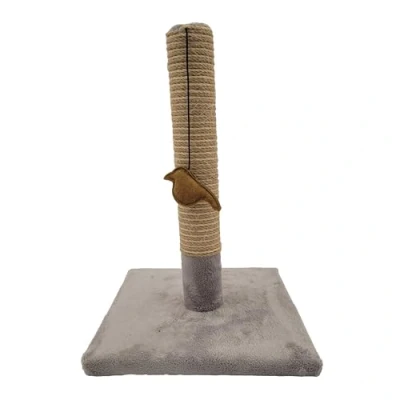 Imagen de Tirol rascador para Gatos 42 cm de Gato sisal y poliéster Resistente, Forma Simple con Juguete pájaro, diseño Moderno, Color Gris Claro 30 x