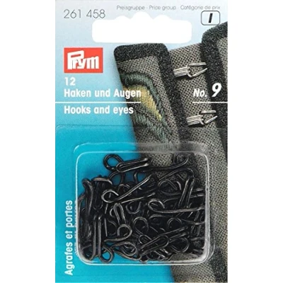 Imagen de Prym Hooks and Eyes, Metal, Black, 10.0 x 5.7 1.6 cm, 12