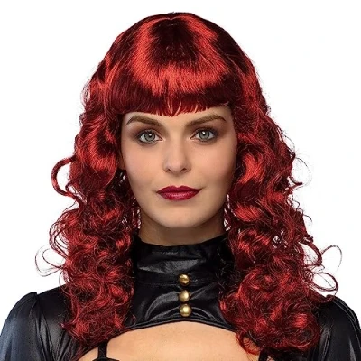 Imagen de Boland 85716 Peluca Lady Steampunk, roja, pelo sintético con rizos, accesorios para disfraces, carnaval, fiesta de lema