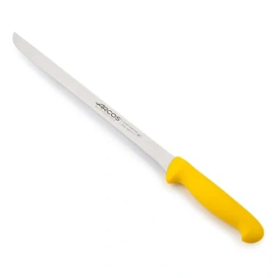 Imagen de Arcos Serie 2900 Cuchillo Jamonero Flexible Hoja de Acero Inoxidable NITRUM 280 mm Mango inyectado en Polipropileno Color amarillo