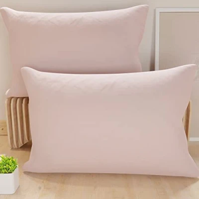 Imagen de PETTI Artigiani Italiani Par de Fundas Almohada para Cama, cojín Color Liso en Polvo Claro, 100% Microfibra hipoalergénica, Made in Italy