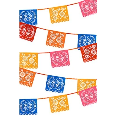 Imagen de Talking Tables Guirnalda de papel desechable mexicana 4 metros, ideal para decoración al aire libre tu barbacoa o fiesta cumpleaños verano, especias BNTING 4M