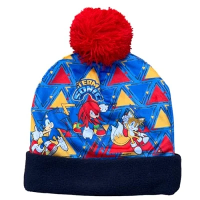 Imagen de CARTOON gorro de invierno con pompón sonic, para niños estampado, multicolor, 52