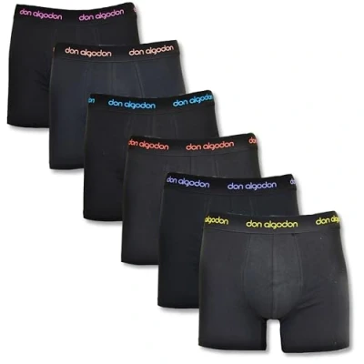 Imagen de DON ALGODON Pack 6 Boxers Hombre Suaves, Transpirables y Resistentes (FR/ES, Letras, L, Regular, Multicolor1)
