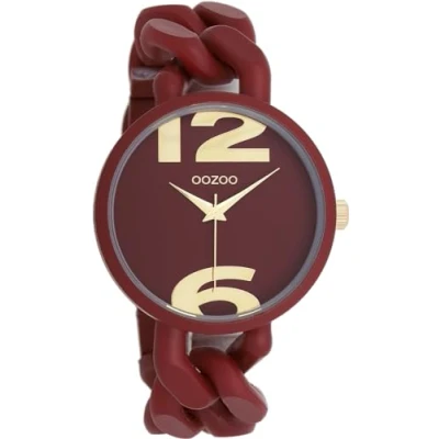 Imagen de Oozoo Reloj de mujer con Correa piel, 42 mm diámetro, Timepieces C11179 Pulsera piel para mujer, color rojo y rosa,