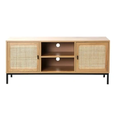 Imagen de Casâme Mueble De TV 2 Puertas con Rejilla Ratán Y Baldas 120 Cm Largo