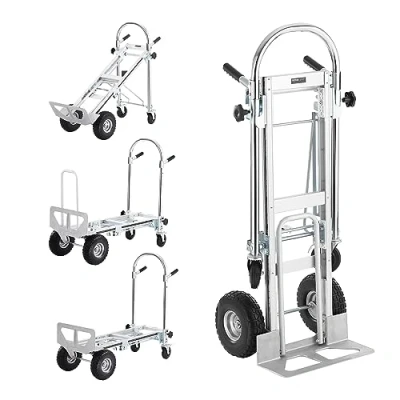 Imagen de VEVOR Carretilla de Mano Plegable Aluminio Carro 4 en 1 Transporte con Plataforma Carga 454 kg Ruedas Goma para Mercancías Almacén Supermercado