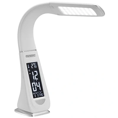 Imagen de Monzana Lámpara de Escritorio LED Multifunción Brazo Flexible 3 Niveles Brillo Despertador Oficina