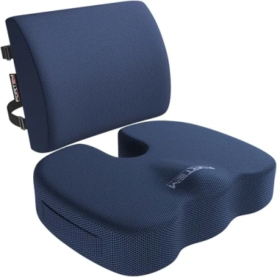 Imagen de FORTEM Cojín para Silla de Oficina, Almohada Espuma Viscoelástica con Funda Lavable XL (Azul)