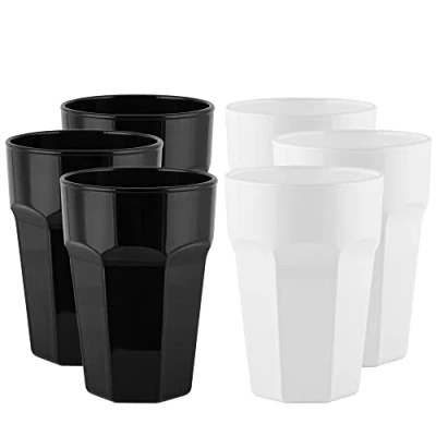 Imagen de TREND FOR HOME Juego de Vasos Long Drink Agua Copas Cocktail Café Helado Té Vaso para Batidos Smoothie Retro Colección Gigi Black&amp;White 370 ML 6 2 Colores