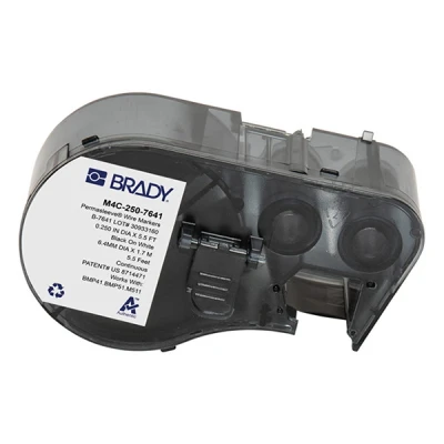Imagen de BMP51 Brady M4C 250 7641 cinta termorretráctil negra sobre blanco 11,15 mm x 2,13 m (original)