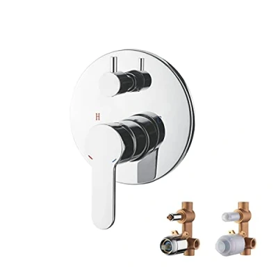 Imagen de Ibergrif M21702A, Grifo de Ducha y Baño con Instalación Dos Válvulas, Cuerpo Empotrado universal, Cromo, Plata