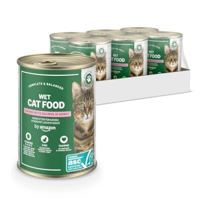Imagen de by Amazon Comida húmeda para Gatos Lata trozos de salmón ASC en Salsa Paquete 6