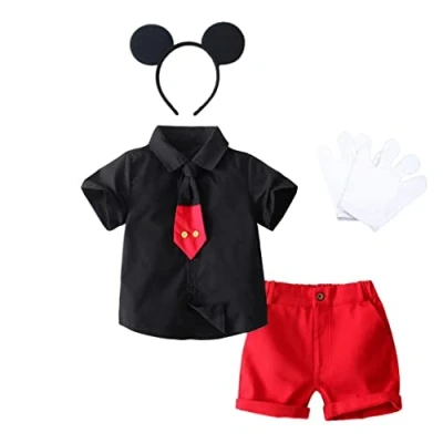 Imagen de Lito Angels Disfraz de Mickey Mouse con Orejas Ratón Aro Pelo y Guante Blanco para Niños Pequeños Talla 4 años (Número etiqueta 110), B