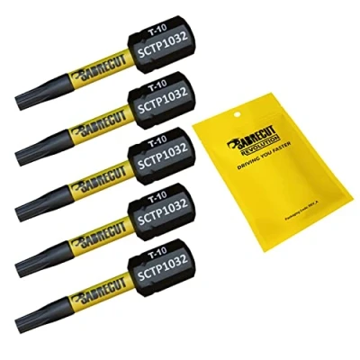Imagen de 5 x SabreCut SCTP1032_5 32 mm T10 TX10 Torx a prueba de manipulaciones Juego puntas destornillador impacto magnético seguridad pesado