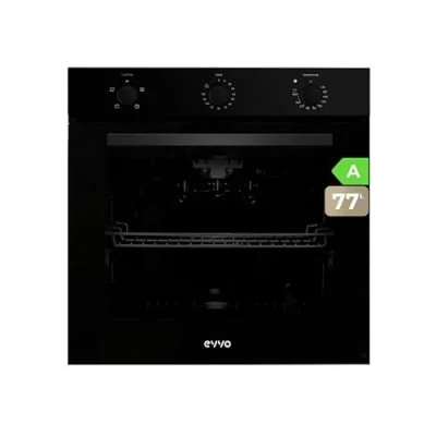 Imagen de EVVO Horno Eléctrico Empotrable, Eficiencia A 2800W, 77 Litros, Función Grill, 4 Programas, Temporizador, Mando Selector, Puerta Triple Acristalamiento Modelo: H10 (Color Negro)