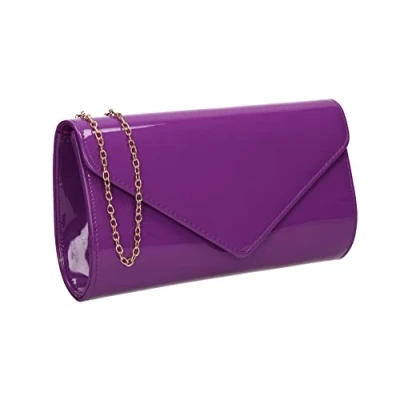 Imagen de SwankySwans Alisa Patent Party Prom Evening Clutch Bag, Purple, One Size