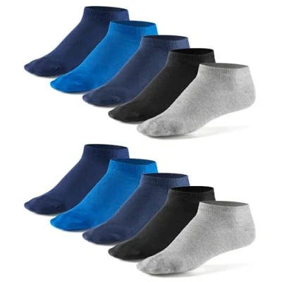 Imagen de Mat &amp; Vic’s Calcetines cortos, cómodo, OEKO TEX 100 35 36 37 38 39 40 41 42 43 44 45 46 47 48 49 50 (10 pares, Jeans Colors azul marino navy blanco gris, UK 4 5.5 / EU 38)