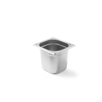 Imagen de HENDI Recipiente GN 1/6,contenedor GN,esquinas reforzadas,resistente a Temperaturas de 40 300C,apto para hornos,congeladores,calientaplatos,baño María,2.4L,176x162x(H) 150mm,acero inoxidable