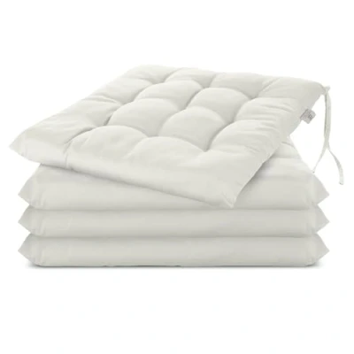 Imagen de Brandsseller Cojín de Silla Aprox. 40 x cm Asiento con Correas Sujeción para Interior Exterior como Juego 4 Blanco