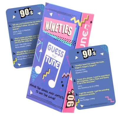 Imagen de Boxer Gifts Nineties Guess That Tune Music Quiz Game Juegos de Fiesta para Adultos y Familia Trivia Canciones los años Regalos 90 Hombres Mujeres, Color Azul (GA3054)