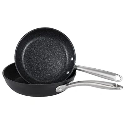 Imagen de PRESTIGE Scratch Guard Sartén de aluminio (21 cm y 25 cm), color negro