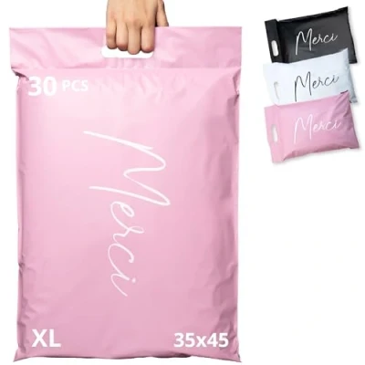 Imagen de 30 Sobres para envíos de ropa Tamaño XL 45x35cm 100% OPACO/ULTRA RESISTENTE/IMPERMEABLE Plastico Bolsas Envio Paquetes Cajas Envios Gracias
